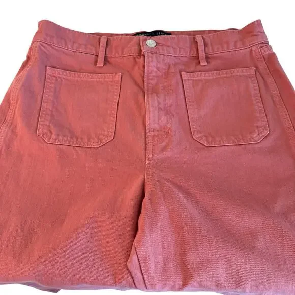 Veronica Beard Taylor Wide Leg Jeans Size 31 High Rise Terracotta Orange - Picture 11 of 12